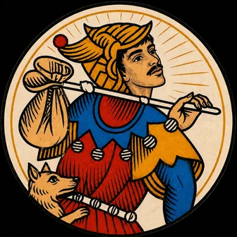 Mat dibujado como el Loco del tarot